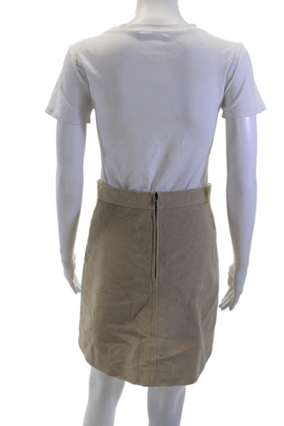 Vanessa Bruno Womens A-Line Mini Skirt Beige Herringbone Cotton Size S