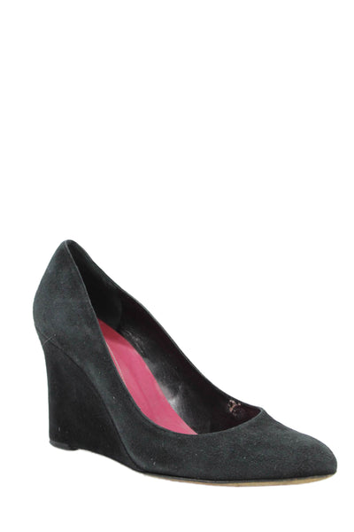 Kate Spade New York Womens Suede Slide On Wedge Pumps Black Size 8.5 B