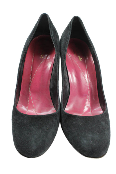 Kate Spade New York Womens Suede Slide On Wedge Pumps Black Size 8.5 B