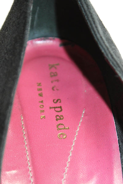 Kate Spade New York Womens Suede Slide On Wedge Pumps Black Size 8.5 B