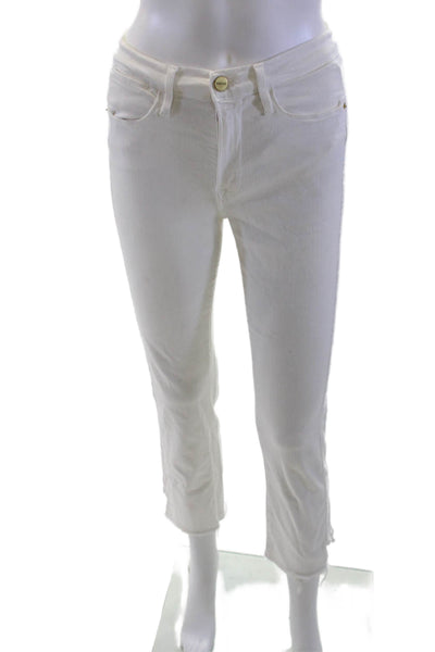 Frame Women Cropped Ankle White High Rise Jeans Size 27
