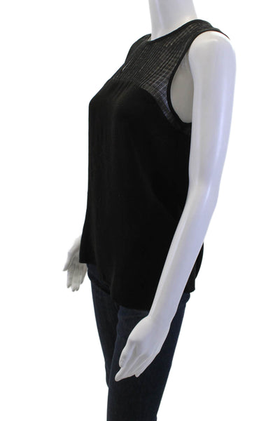 L'Agence Women Sleeveless Crew Neck Black Tank Size 2