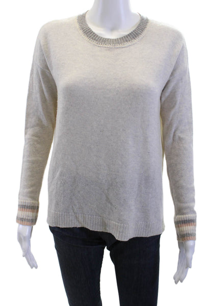 Autumn Cashmere Women Pullover Crew Neck Cashmere Beige Long Sleeve Size XS