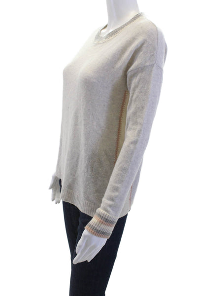 Autumn Cashmere Women Pullover Crew Neck Cashmere Beige Long Sleeve Size XS