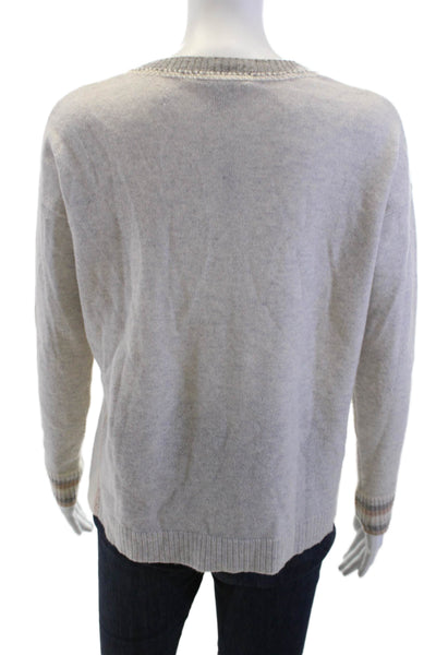 Autumn Cashmere Women Pullover Crew Neck Cashmere Beige Long Sleeve Size XS