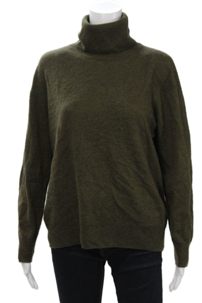 Zara Women Pullover Turtleneck Wool Sweater Army Green Long Sleeve Size M