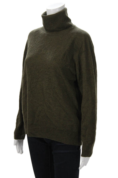Zara Women Pullover Turtleneck Wool Sweater Army Green Long Sleeve Size M