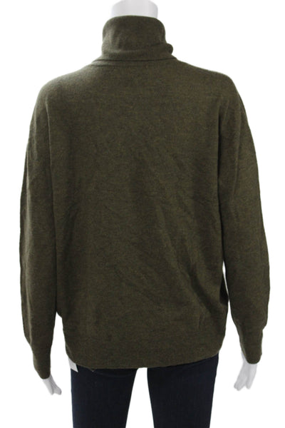 Zara Women Pullover Turtleneck Wool Sweater Army Green Long Sleeve Size M