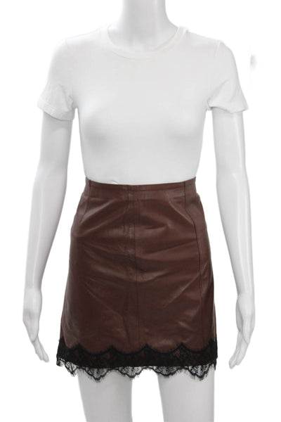 Zara Womens Brown Mini Pencil Skirt 52% Polyamide Size S