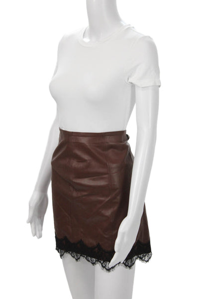 Zara Womens Brown Mini Pencil Skirt 52% Polyamide Size S