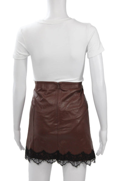 Zara Womens Brown Mini Pencil Skirt 52% Polyamide Size S