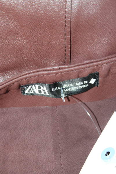 Zara Womens Brown Mini Pencil Skirt 52% Polyamide Size S