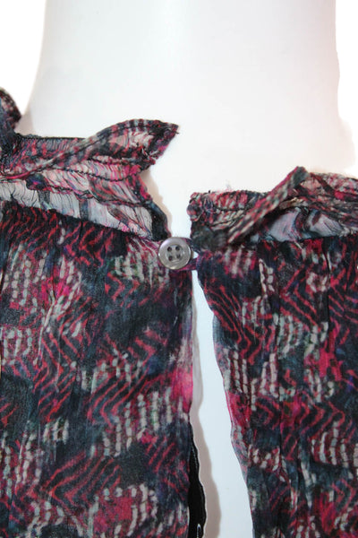 IRO Womens Black Geometric High Neck Bohemian Viscose Blouse 3/4 Sleeve Size 36