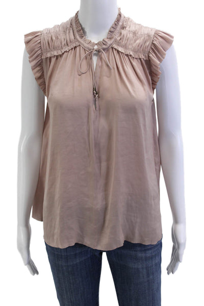 Ulla Johnson Womens Bohemian Sleeveless Blouse Beige Drawstring Size 2