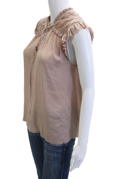 Ulla Johnson Womens Bohemian Sleeveless Blouse Beige Drawstring Size 2