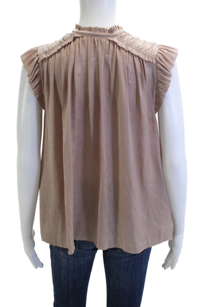 Ulla Johnson Womens Bohemian Sleeveless Blouse Beige Drawstring Size 2