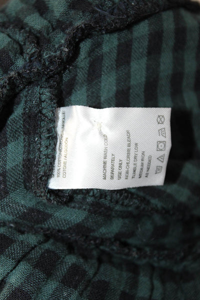 Birds of Paradis Womens Plaid Collared Button-Up Dark Blue Long Sleeve Size S