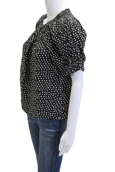 Apiece Apart Womens Black Polka Dot Blouse Viscose Short Sleeve Size XS
