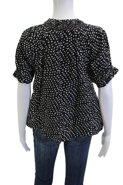 Apiece Apart Womens Black Polka Dot Blouse Viscose Short Sleeve Size XS