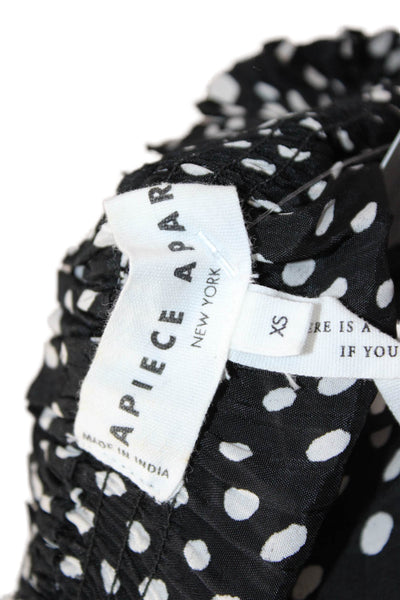 Apiece Apart Womens Black Polka Dot Blouse Viscose Short Sleeve Size XS
