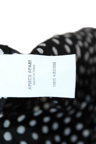 Apiece Apart Womens Black Polka Dot Blouse Viscose Short Sleeve Size XS