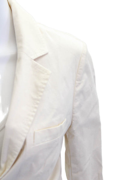 Nili Lotan Womens Cotton One Button Long Sleeve Unlined Blazer Beige Size 2