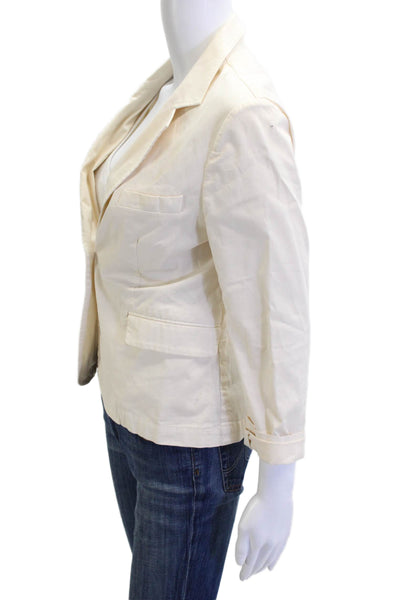 Nili Lotan Womens Cotton One Button Long Sleeve Unlined Blazer Beige Size 2