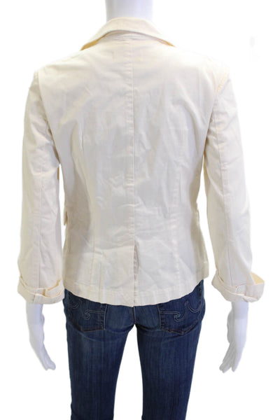 Nili Lotan Womens Cotton One Button Long Sleeve Unlined Blazer Beige Size 2