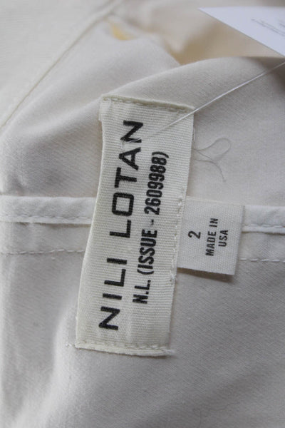 Nili Lotan Womens Cotton One Button Long Sleeve Unlined Blazer Beige Size 2