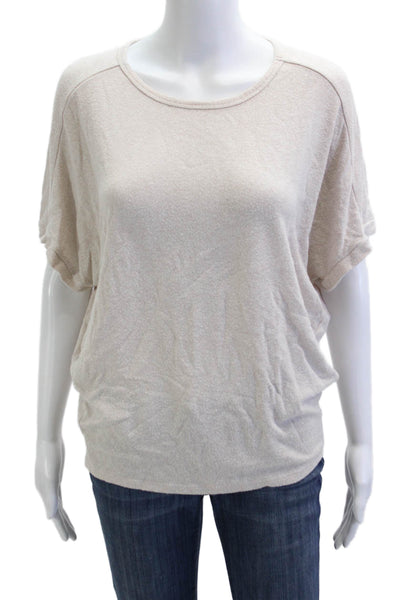 Quince Womens Basic T-Shirt Beige Round Neck Short Sleeve Size S