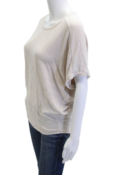 Quince Womens Basic T-Shirt Beige Round Neck Short Sleeve Size S