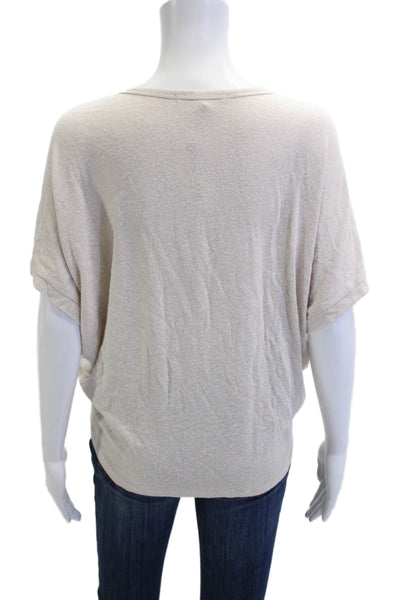 Quince Womens Basic T-Shirt Beige Round Neck Short Sleeve Size S