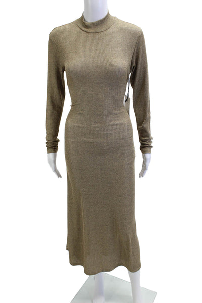 Whimsy + Row Womens Bodycon Sweater Dress Brown Long Sleeve Mock Neck Size M