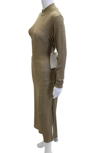 Whimsy + Row Womens Bodycon Sweater Dress Brown Long Sleeve Mock Neck Size M