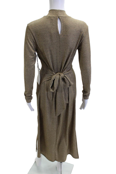 Whimsy + Row Womens Bodycon Sweater Dress Brown Long Sleeve Mock Neck Size M