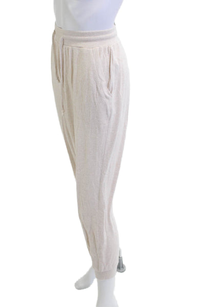Quince Women Jogger Sweatpants Beige Rayon Polyester Spandex Drawstring Size M