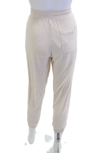 Quince Women Jogger Sweatpants Beige Rayon Polyester Spandex Drawstring Size M
