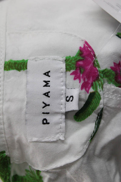 Piyama Women Jumpsuit Green Palm Tree V Neck 3/4 Sleeve Rayon Size S