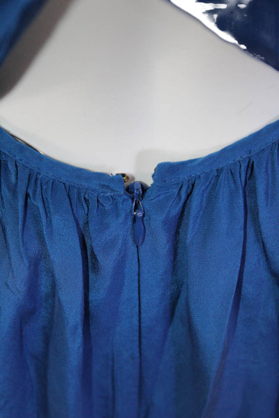 Tracy Reese Womens Maxi Tank Silk V-Neck Sleeveless Blue Tie Size 4