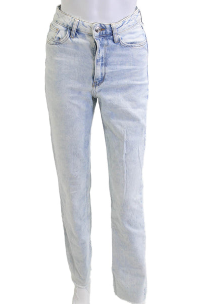 Zara Women Mom Straight High Rise Light Blue Denim Jeans Size 2