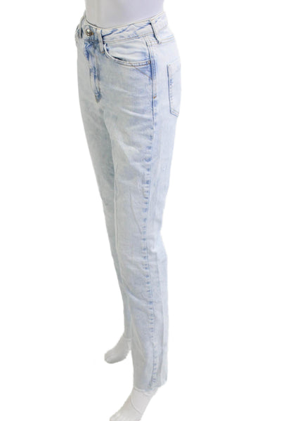 Zara Women Mom Straight High Rise Light Blue Denim Jeans Size 2