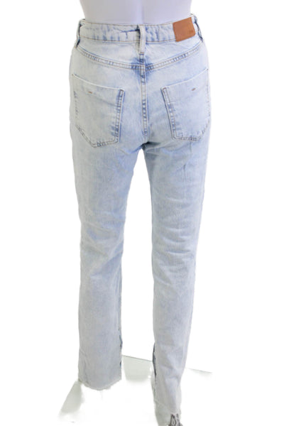 Zara Women Mom Straight High Rise Light Blue Denim Jeans Size 2