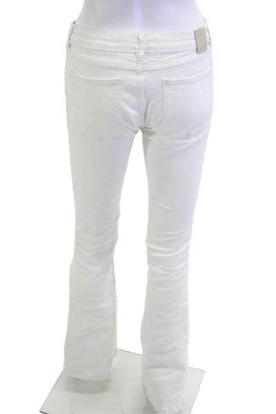 Zara Womens Bootcut Flared White Denim Jeans Mid Rise 28 Inseam Size 4