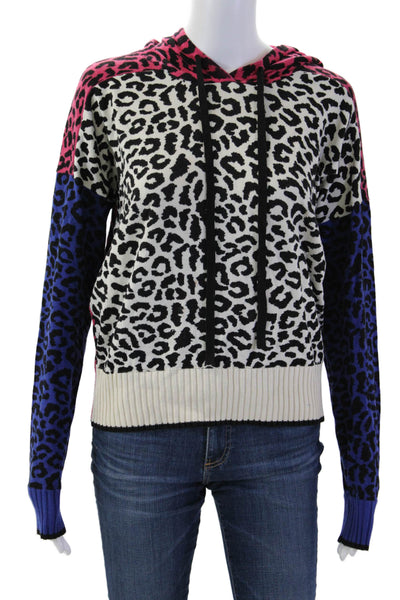 Central Park West Women Black Animal Print Pullover Hoodie Size XS