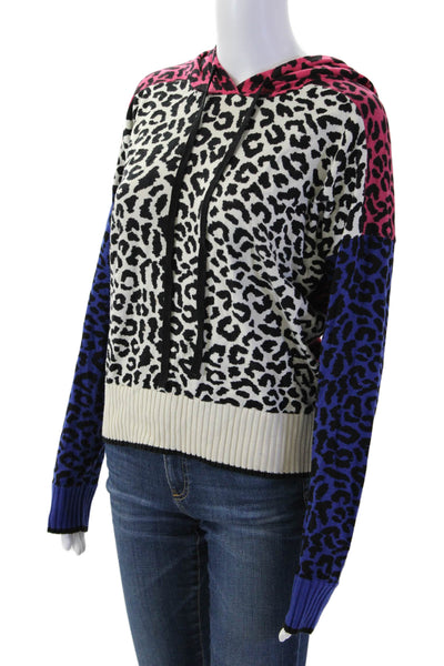 Central Park West Women Black Animal Print Pullover Hoodie Size XS