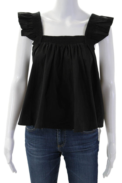 English Factory Women Bohemian Black Square Neck Sleeveless Blouse Size S