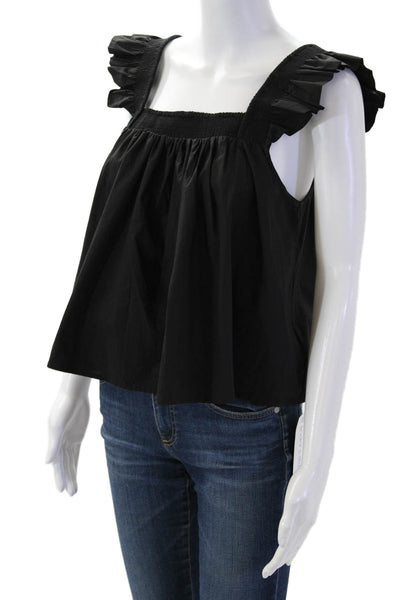 English Factory Women Bohemian Black Square Neck Sleeveless Blouse Size S
