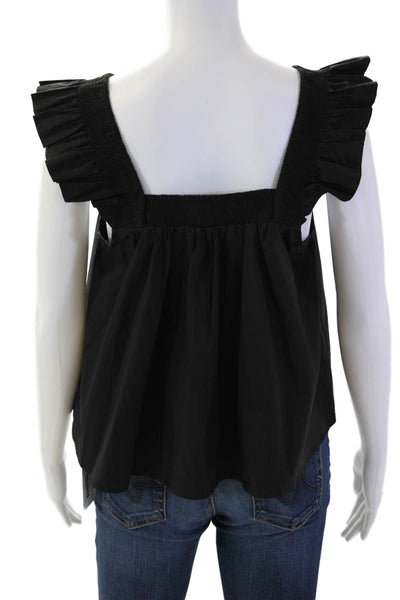 English Factory Women Bohemian Black Square Neck Sleeveless Blouse Size S