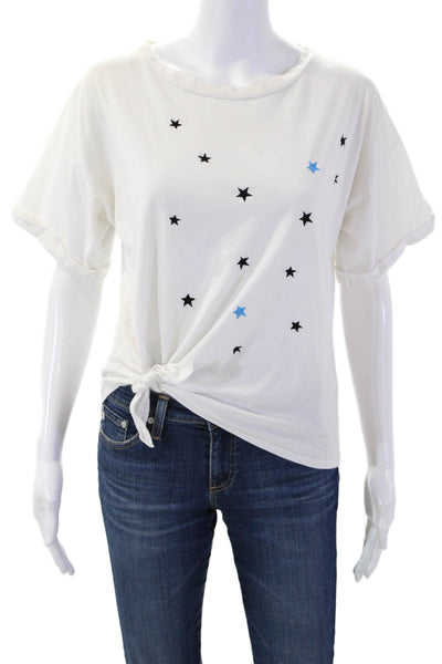 Vintage Havana Womens White Stars Graphic Tee Short Sleeve Cotton Size S