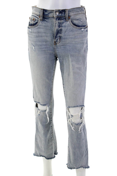 Daze Womens Cropped Straight Jeans Gray High Rise 24 Inseam Size 25